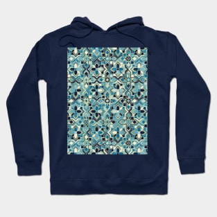 Moody Moroccan Blues Gilded Tile Patchwork Hoodie